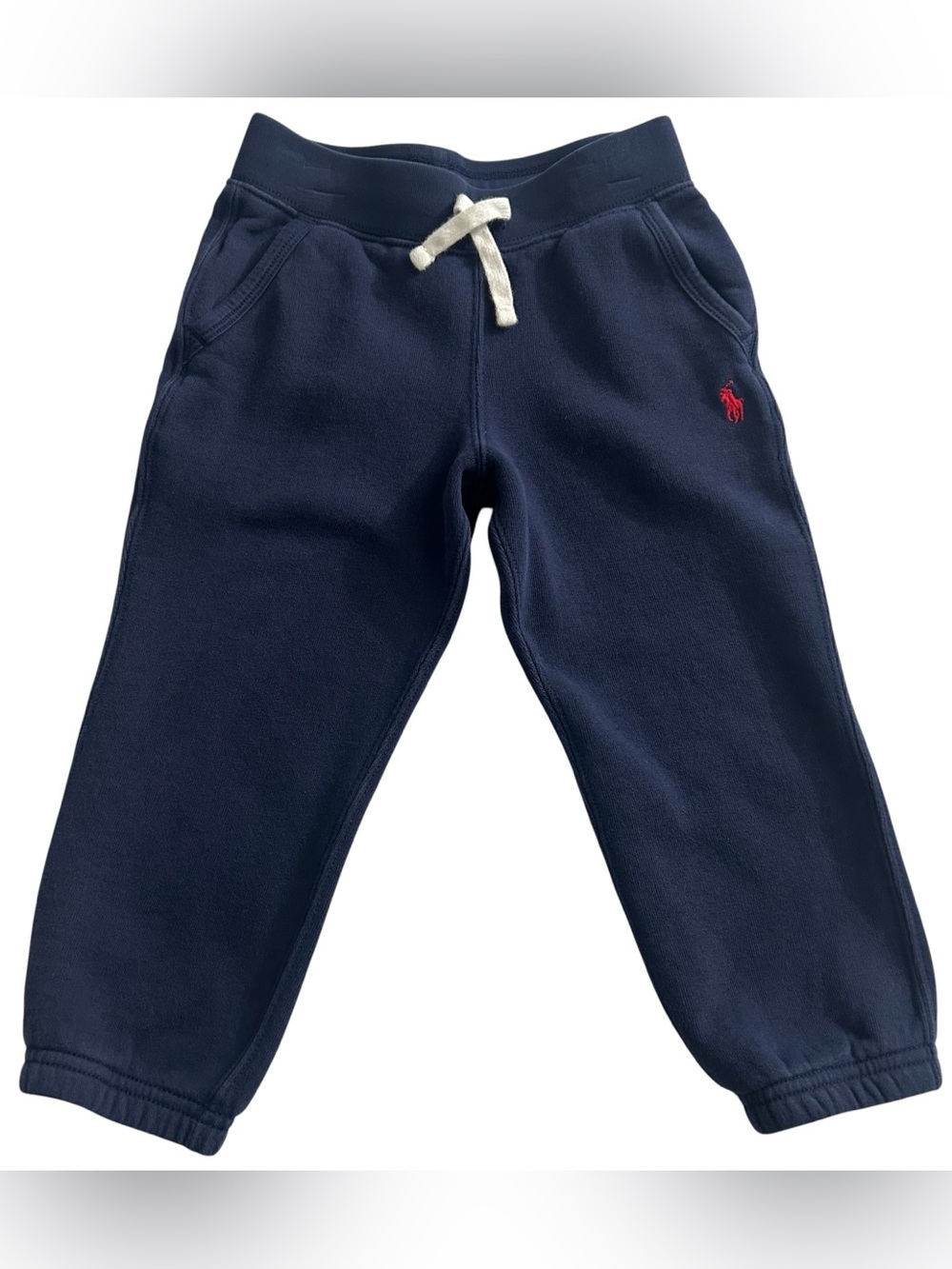 Polo Ralph Lauren Boys 3T Navy Blue Fleece Jogger Sweatpants Red Pony Logo